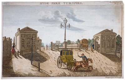 Kilátás a Hyde Park Corner Turnpike-ra, Westminster, London, 1792. alkotó: Barak Longmate Jr