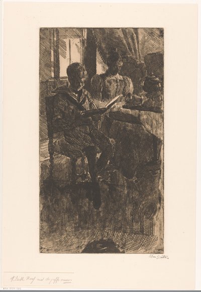 F. Leith Ross a kisasszonnyal (eredeti cím a tárgyon) alkotó: Barbara Elisabeth van Houten (signed by artist)