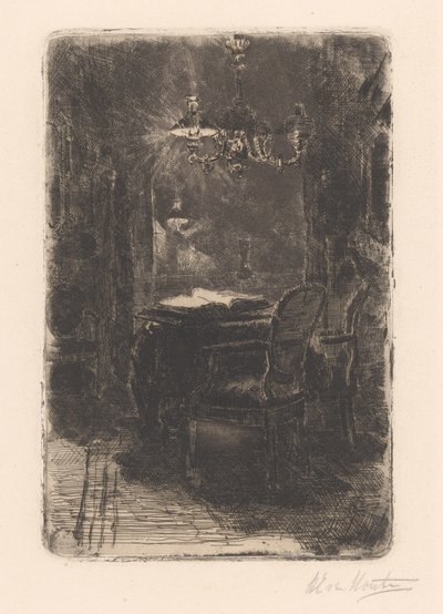 Belső tükör és asztal nyitott könyvvel alkotó: Barbara Elisabeth van Houten (signed by artist)