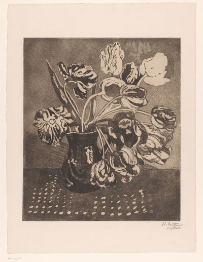 Tulipánok egy kancsóban alkotó: Barbara Elisabeth van Houten (signed by artist)