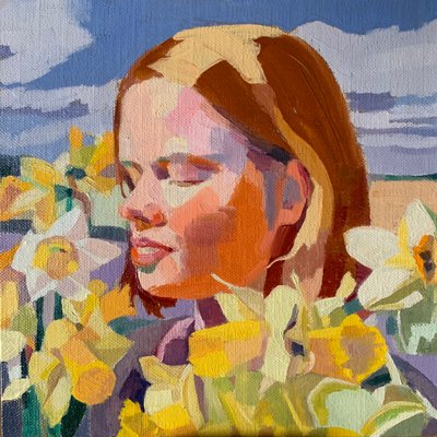 Napraforgóról álmodozom, 2020, olaj, vászonvászon. alkotó: Barbara Hoogeweegen