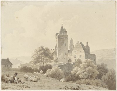 Pihenő juhász a Schloss Lansbergben alkotó: Barend Cornelis Koekkoek