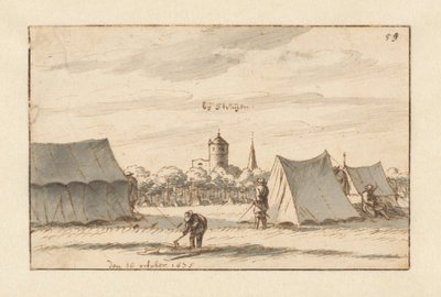 Willem III hadseregének tábora Sint-Truiden közelében, Limburgban alkotó: Barend Klotz (attributed to)