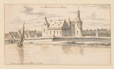 Kilátás a ravensteini kastélyra, Észak-Brabantban alkotó: Barend Klotz (attributed to)