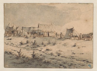 Kilátás egy katonai bázisra alkotó: Barend Klotz (attributed to)