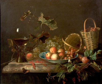 Gyümölcsdarab borospohárral, 1692 alkotó: Barend or Bernardus van der Meer