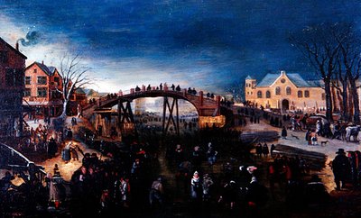 Téli táj műkorcsolyázással és játékkal, 1640-50 körül (olaj a panelen) alkotó: Barent (follower of) Avercamp