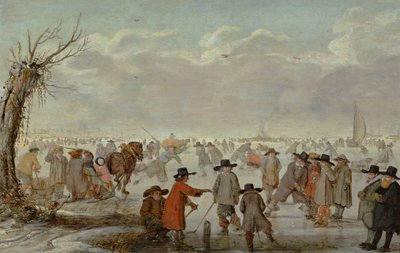 Játékok a jégen 1654 (Olaj, tábla) alkotó: Barent Avercamp