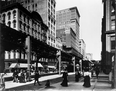 Emelt pályák a Wabash Avenue-n, Chicago, Illinois, USA alkotó: Barnes and Crosby