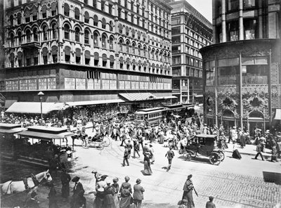 State and Madison Streets, Chicago, Illinois, USA, 1905 körül (f/w fotó) alkotó: Barnes and Crosby