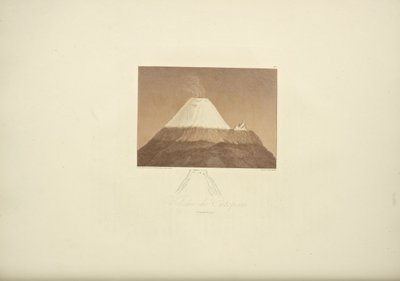 Cotopaxi vulkán, Gmelin rajza, Arnold metszet, illusztráció a "Kordillerák és Amerika őslakosainak emlékművei" című filmből, Alexander von Humboldt és Aime Bonpland, 1813 alkotó: Baron Friedrich Alexander von Humboldt