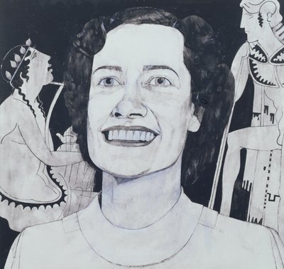 Joan Sutherland portréja, illusztráció a The Sunday Times számára, 1970-es évek (gouache a fedélzeten) alkotó: Barry Fantoni