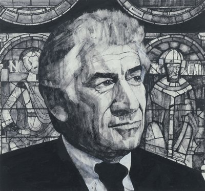 Leonard Bernstein portréja, illusztráció a The Sunday Times számára, 1970-es évek (gouache a fedélzeten) alkotó: Barry Fantoni