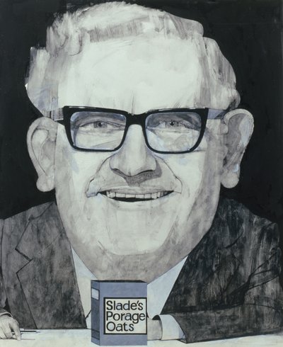 Ronnie Barker portréja, a The Listener illusztrációja, 1970-es évek (gouache a fedélzeten) alkotó: Barry Fantoni