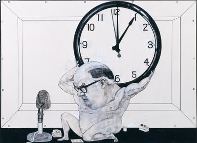 William Hardcastle portréja, illusztráció a The Radio Times számára, 1970-es évek (gouache, toll és tinta a fedélzeten) alkotó: Barry Fantoni