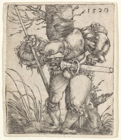 Hajlító katona fának dőlve, 1520. alkotó: Barthel Beham