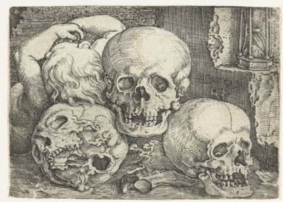 Gyermek három koponyával alkotó: Barthel Beham