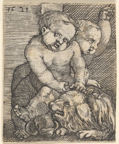 Két fiú játszik kutyával, 16. század közepe. alkotó: Barthel Beham