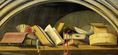 Csendélet könyvekkel egy fülkében, 1442-45 alkotó: Barthelemy dEyck