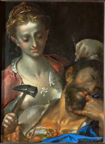 Jael megöli a kánaáni hadsereg parancsnokát azzal, hogy egy sátorcölöpöt döf a templomába. alkotó: Bartholomaeus Spranger