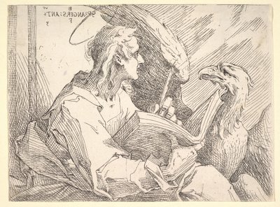 Szent János evangélista, kb. 1596. alkotó: Bartholomaeus Spranger