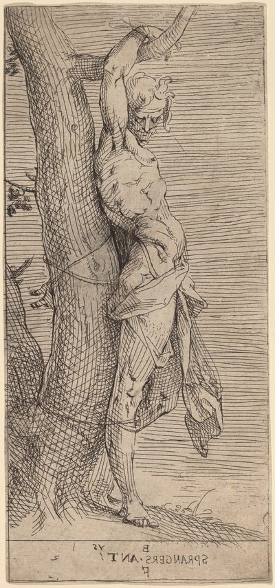 Szent Sebestyén, fához kötve alkotó: Bartholomaeus Spranger