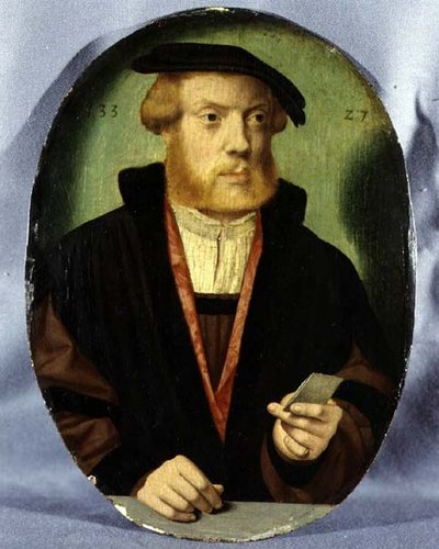 Szőrmével bélelt köpenyt viselő fiatal férfi portréja alkotó: Bartholomaeus the Elder Bruyn