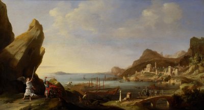 Tengerparti táj Bálámmal és a szamárral alkotó: Bartholomeus Breenbergh