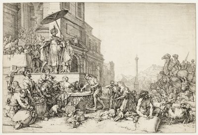 József gabonát oszt Egyiptomba alkotó: Bartholomeus Breenbergh