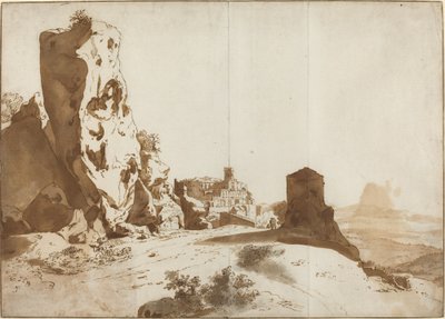 A fantasztikus sziklák és kastély Bomarzóban [recto] alkotó: Bartholomeus Breenbergh