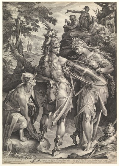 Minerva és Mercury felfegyverzi Perseust, 1604 alkotó: Bartholomeus Spranger