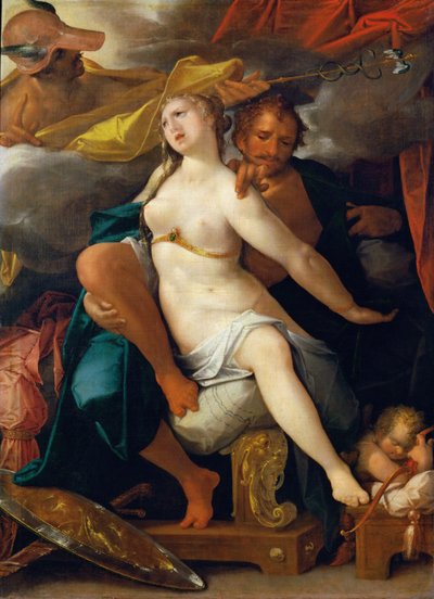 A Vénusz és a Mars a Merkúr által figyelmeztetve alkotó: Bartholomeus Spranger