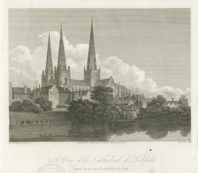 Lichfield katedrális – délnyugati nézet: metszet, 1796 alkotó: Bartholomew Howlett