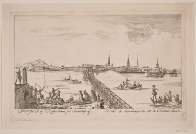 Koppenhága kilátása Christianshavnból nézve alkotó: Bartholomæus Roque