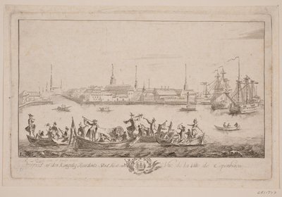 Slotsholmen kilátása a tó felől nézve alkotó: Bartholomæus Roque