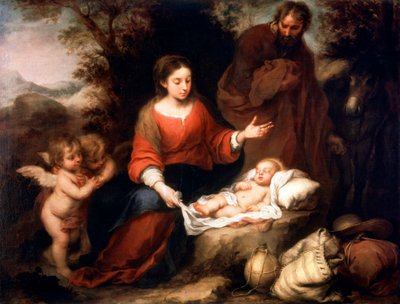 Pihenjen az egyiptomi repülésen, c1665 alkotó: Bartolomé Esteban Murillo