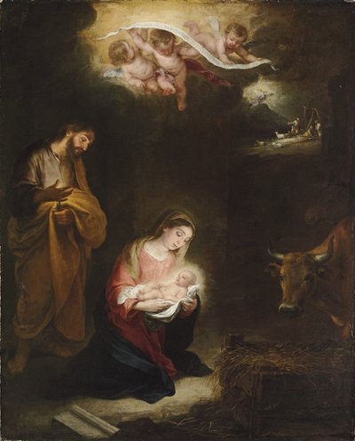Születés az Angyali üdvözlettel a túlsó pásztorokhoz alkotó: Bartolomé Esteban Murillo