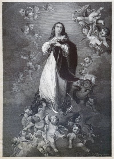Szeplőtelen Fogantatás. (metszet, 1900 körül) alkotó: Bartolome Esteban (after) Murillo