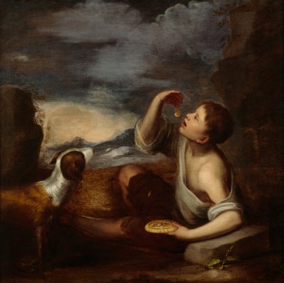 Egy spanyol fiú és egy kutya (olaj, vászon) alkotó: Bartolome Esteban (attr. to) Murillo