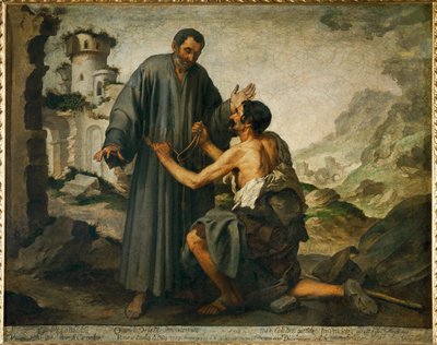 Junipero testvér és a szegény ember - ... alkotó: Bartolome Esteban (school of) Murillo