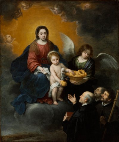 A csecsemő Krisztus kenyeret oszt a zarándokoknak – Bartolome Esteban Murillo (1617-1682) festménye, olaj, vászon (219x182 cm) alkotó: Bartolomé Esteban Murillo