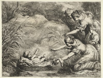 Mózes megmentve a Nílustól alkotó: Bartolomeo Biscaino