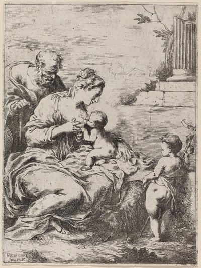 A Szent Család Szent Jánossal. alkotó: Bartolomeo Biscaino