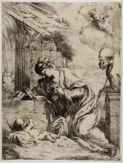 A csecsemő Jézust imádó Szűz alkotó: Bartolomeo Biscaino