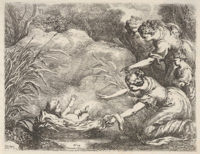 Mózes megtalálása, akit a fáraók szolgái mentettek ki a Nílusból, 1650-57. alkotó: Bartolomeo Biscaino