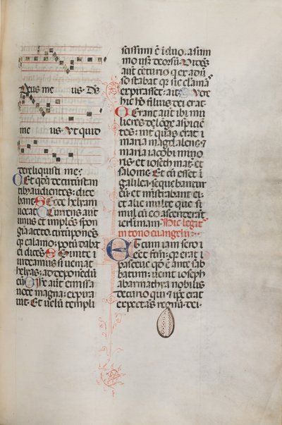 Missale: Fol. 129: a Hely Hely Lámához stb. szóló zenét tartalmazza a St. Mattion Passion, 1469 keretein belül. alkotó: Bartolomeo Caporali