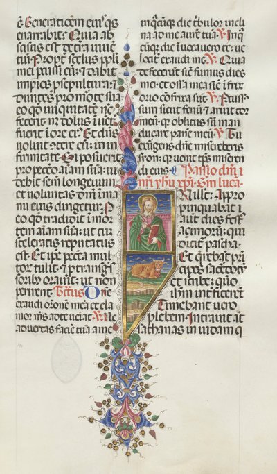 Missale: Fol. 131: Szent Lukács bikával, 1469. alkotó: Bartolomeo Caporali