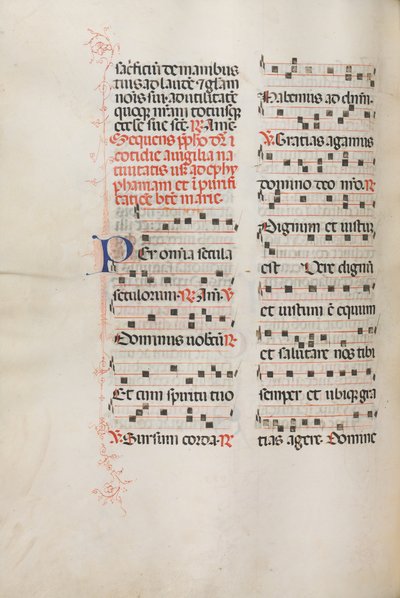 Missale: Fol. 176v: Zene különféle hétköznapi imákhoz, 1469. alkotó: Bartolomeo Caporali