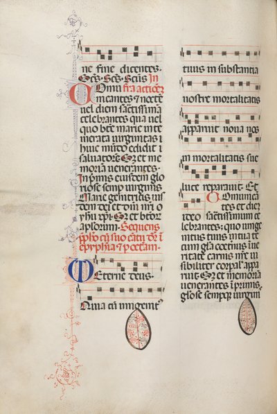 Missale: Fol. 177v: Zene különféle hétköznapi imákhoz, 1469. alkotó: Bartolomeo Caporali