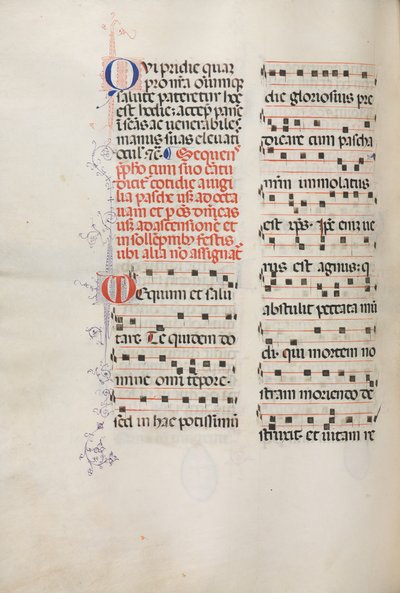 Missale: Fol. 178v: Zene különféle hétköznapi imákhoz, 1469. alkotó: Bartolomeo Caporali